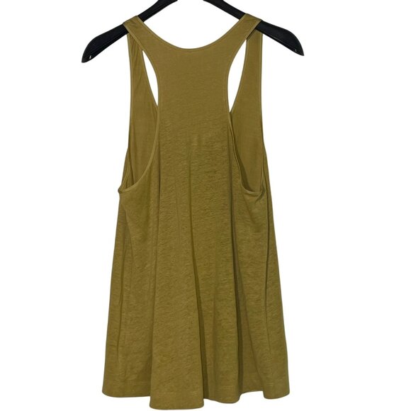 Eileen Fisher Linen Racerback Pocket Tank Top Sz MED Chartreuse Minimalist - Picture 2 of 6